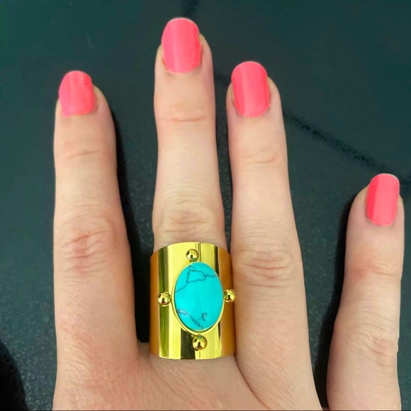🍒3/$30 New Vintage-Inspired Turquoise Wraparound Adjustable Ring - Picture 2 of 2